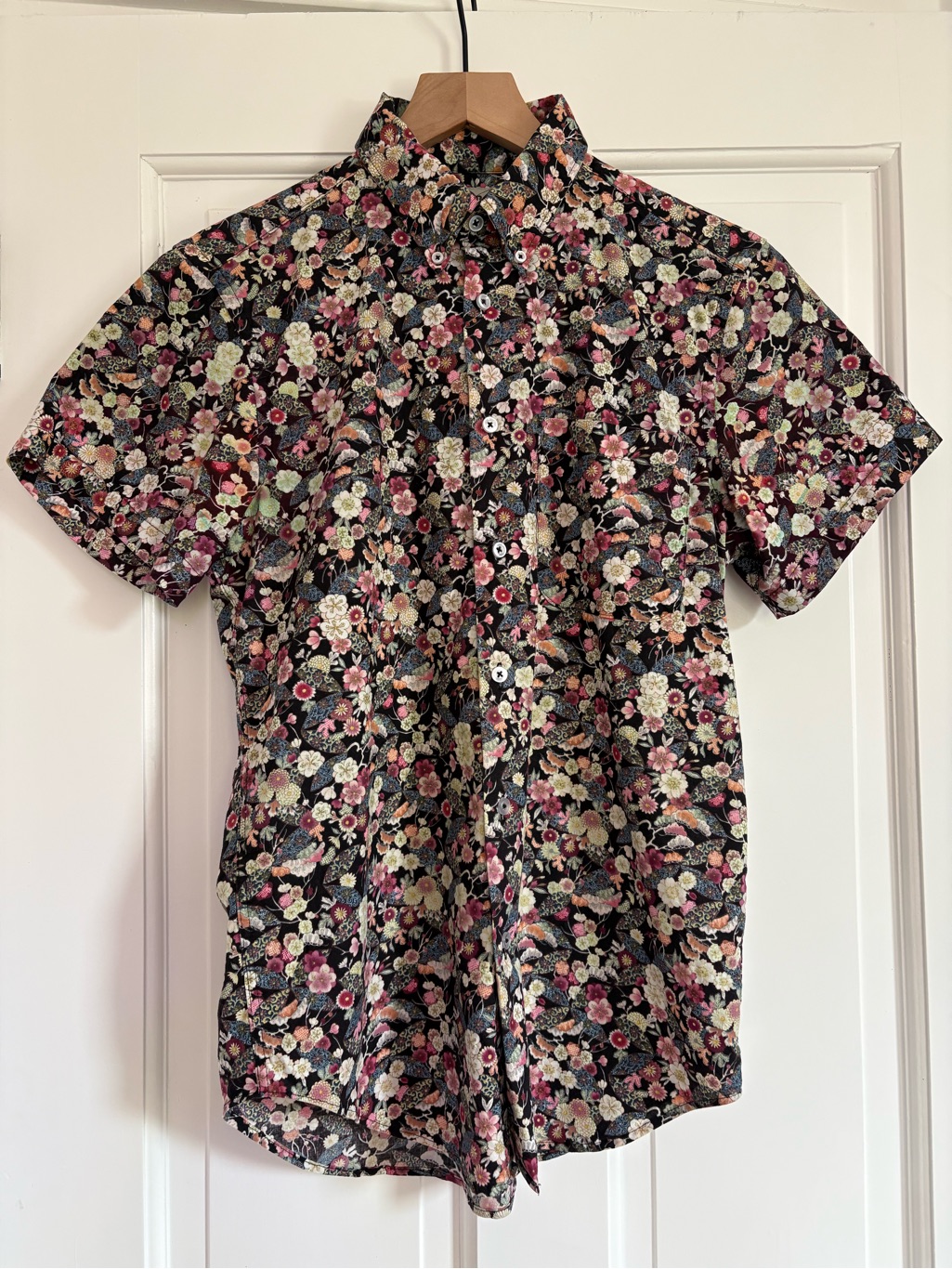 Naked & Famous Short Sleeve Shirt Button Down Men's Japanese Fabric Print S
